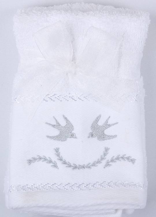 Swallow embroidered facecloth 2 set. Code: FAC-SWA/2SET.